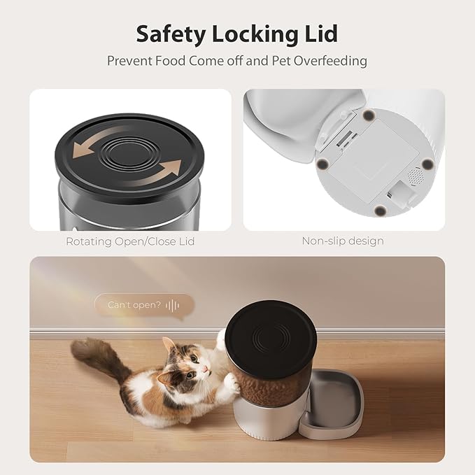 Automatic Cat Feeder, 3L Timed Pet Dry Food Dispenser with Clog-Free Design, Auto Feeder for Cats, 1-6 Meals Per Day,with Stainless Steel-PawvioPets