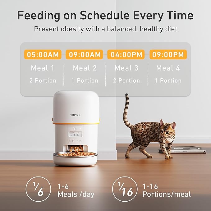 Automatic Cat Feeders - 3L Cat Food Dispenser Easy to Use, Timed Automatic Pet Feeder with Over 180-day Battery Life, 1-6 Meals Dry Food Programmable Portion Control Also for Dogs-PawvioPets