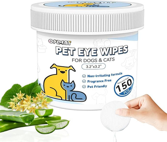 150Pcs Eyes Wipes for Dogs - Tear Stain Remover for Dogs - Dog Eye Cleaner, Eye Debris, Discharge, Mucus Secretions - Eye Wipes for Dogs & cat Eye Wipes - 3.2 inches-PawvioPets