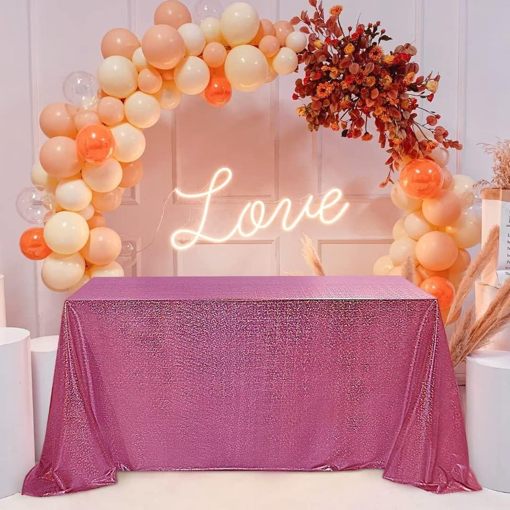 Fitable Sequin Tablecloth for Parties 60x120 Inch - Sparkle Glitter Table Cloth Laser Rectangle Overlay for Wedding Baby Shower Ceremony Birthday Holiday Banquet Decor, Fuchsia