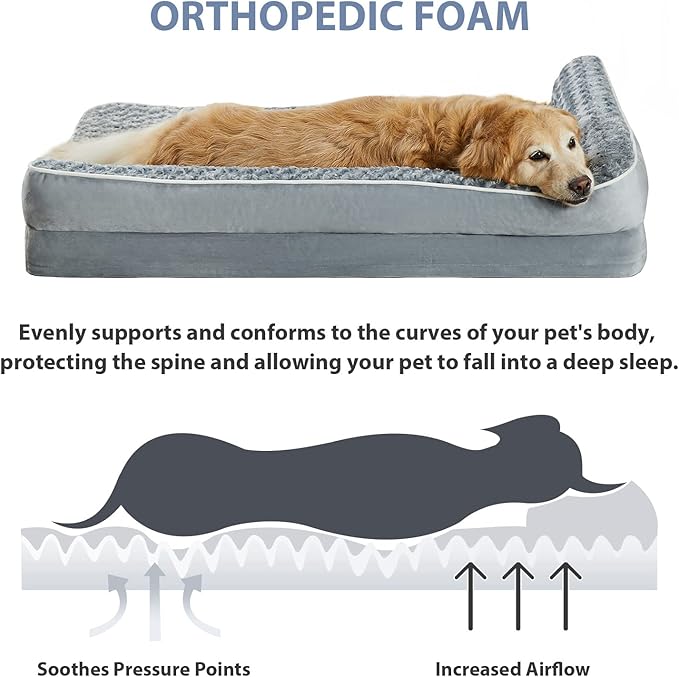 BFPETHOME Orthopedic Dog Beds for Large Dogs-Waterproof Sofa Pet Bed with Removable Washable Cover, Big Dog Bed with Waterproof Lining and Nonskid Bottom,Pet Bed for Large Dogs-PawvioPets