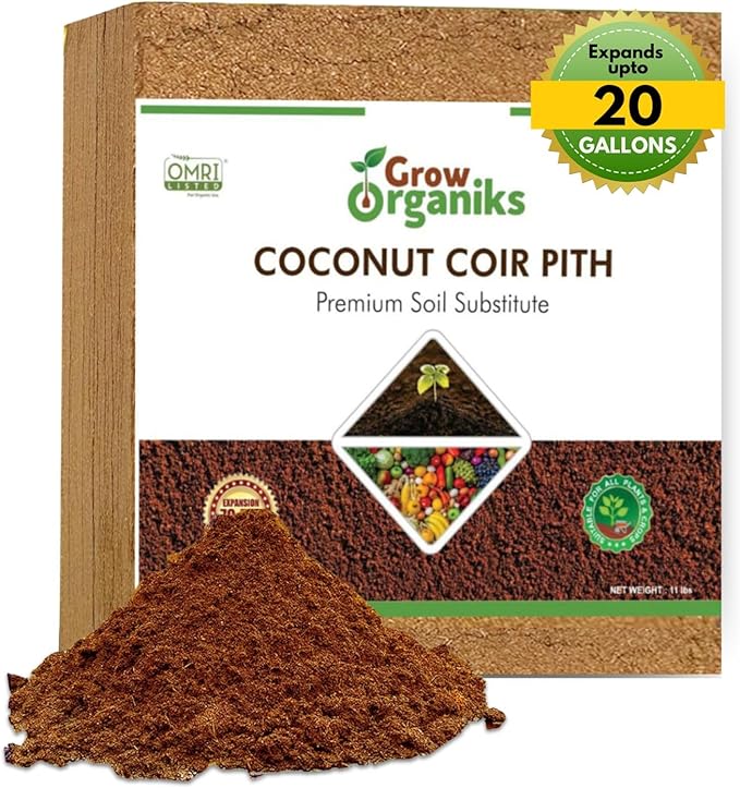 Coco Coir Pith,Coco Peat Brick/Block -11 Lbs, OMRI Listed for Organic Use, Expansion Between 70-75L,Universal Potting Substrate for All Plants & Crops-PawvioPets