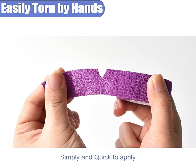 9 Pack 1" x 5 Yards Self Adhesive Bandage Wrap Self Stick Wrap for Ankle, Wrist, Finger, Sports, Breathable Cohesive Vet Tape for Pets (Purple)-PawvioPets
