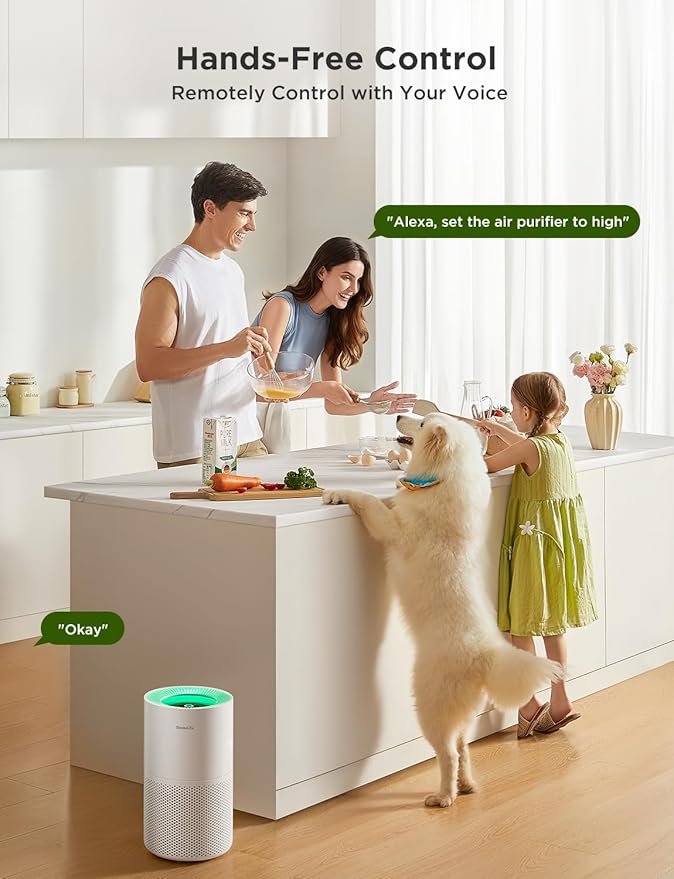 GoveeLife Air Purifiers for Home, Smart Air Purifier for Large Rooms with App & Alexa Control, Detachable Pre-filter, Covers up to 1162ft², Sleep Mode for Pet Hair, Pollen, Dust and Smoke-PawvioPets