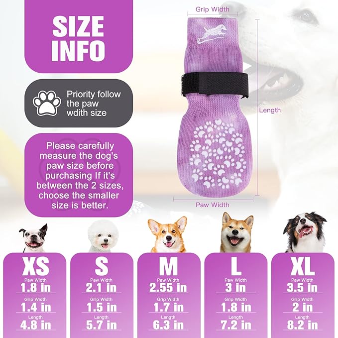 EXPAWLORER Anti Slip Dog Socks to Prevent Licking Paws, Dog Shoes for Hot Pavement, Dog Booties for Small Medium Large Senior Dogs, Traction Control Dog Boots & Paw Protectors for Hardwood Floors-PawvioPets