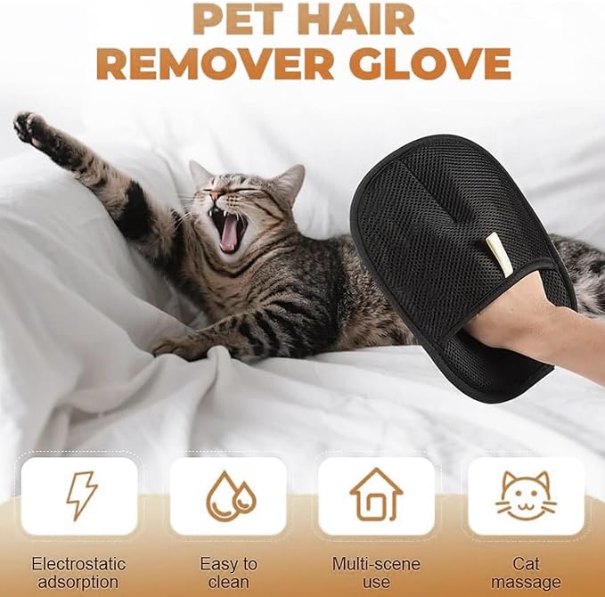 2025 Upgraded Pet Hair Removal Glove |Double-Sided – Reusable Grooming & Bathing Glove for Dogs and Cats |Soft Silcone Touch |Easy Deshedding and Cleaning Mitt (Black, 10 PCS)-PawvioPets
