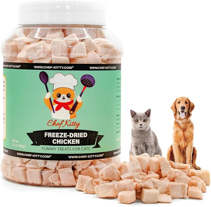 Freeze-Dried Chicken Treats for Cats & Dogs – 100% Human Grade, Single Ingredient, High-Protein, Healthy Snack – No Additives or Preservatives – 3.5oz - Inspected & Tested in USA-PawvioPets