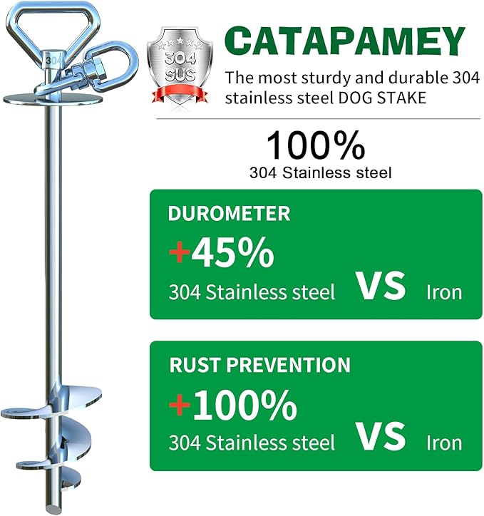 Dog Tie Out Cable and Stake,with 45FT Heavy Duty Cable,360° Swivel Dog Run Stake-No Tangle-Runner for Yard-Suitable for Large Dogs Up to 150 lbs-for Outdoor Camping-PawvioPets