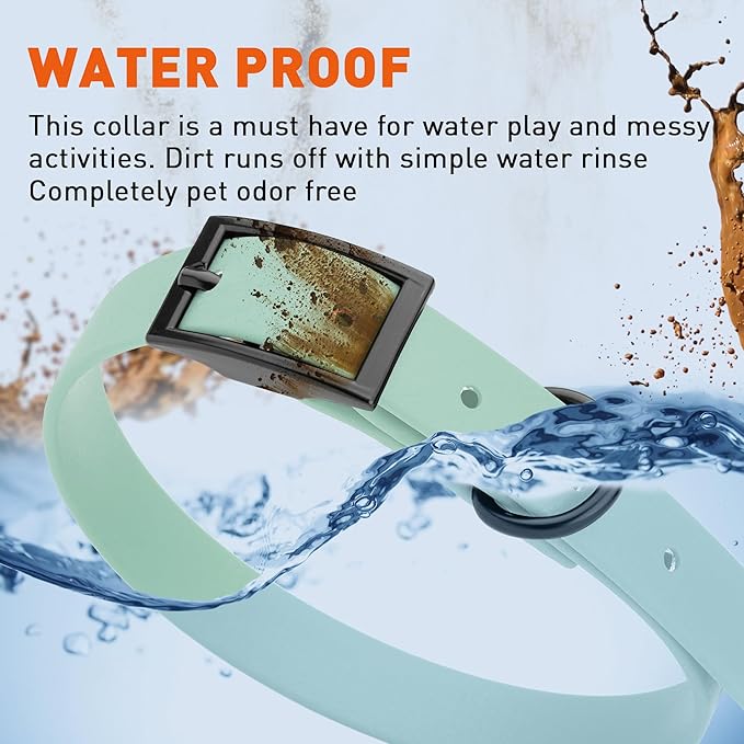 Dogline Biothane Waterproof Dog Collar Strong Coated Nylon Webbing with Black Hardware Odor- Proof for Easy Care Easy to Clean High Performance Fits Small Medium or Large Dogs, Sage Green-PawvioPets