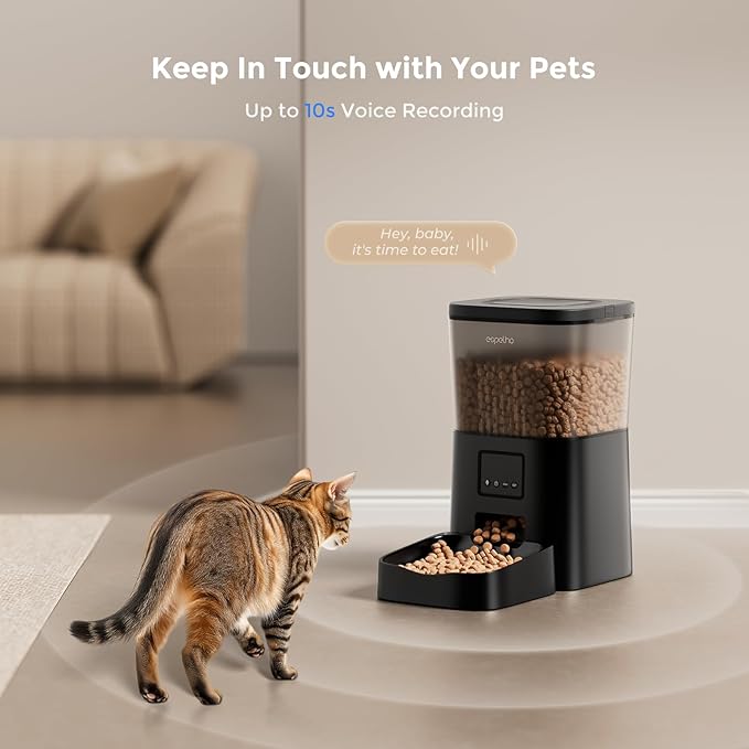 Espelho Automatic Cat Feeders WiFi: Food Dispenser with App Control 2.4Ghz WiFi- Smart Timed Cats Feeder with Voice Recorder| 4L Auto Pet Feeder for Cat and Small Dog- Up to 10 Meals per Day-PawvioPets