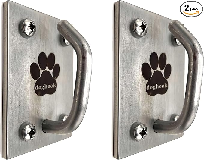 Canine Hitch- Secure Dog Leash Parking Mounted Indoor – Outdoor Wall Hook - Tie Out Stainless Steel Practical Lead Management for Home & Business, Ultimate Strength 2 Pack-PawvioPets