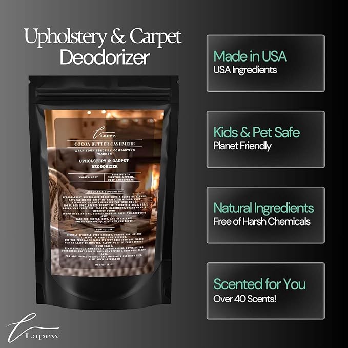 Cocoa Butter Cashmere Carpet Freshener Powder: Powerful Odor Eliminator for Home, Upholstery Deodorizer, Carpet Deodorizer, Pet Urine, Cat Litter Box - Cocoa Butter Cashmere Fragrance.-PawvioPets