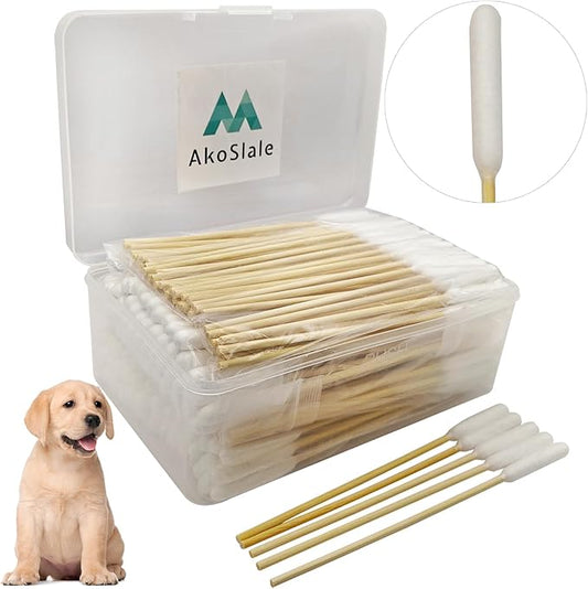 Dog Ear Cleaner Q Tips, 200pcs 6-Inch Long Cotton Swabs for Dogs - Biodegradable Qtips for Ear Cleaning, Infection Treatment, Wax Removal & Pet Care-PawvioPets