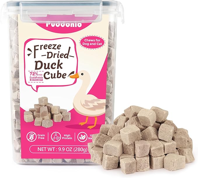 Freeze Dried Cats & Dogs Raw Treats, All Natural Single Ingredient Duck Breast, High Protein Healthy Pet Training Treats or Food Topper, 9.9 oz-PawvioPets