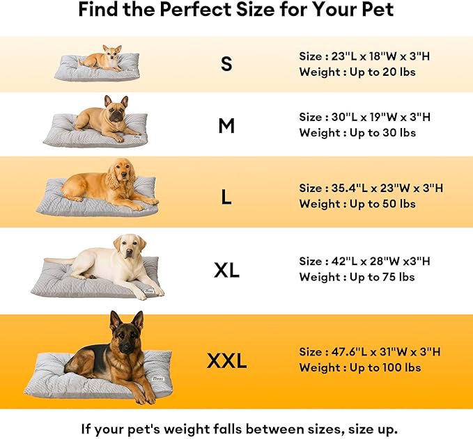 FUNNY FUZZY Dog Bed Crate Pad Mat, Washable Reversible Pet Floor Mats,Fluffy Kennel Pad for Large Sized Dog,Indoor Cats,Sleeping Mattress, 35.4" × 22.8", Light Grey-PawvioPets