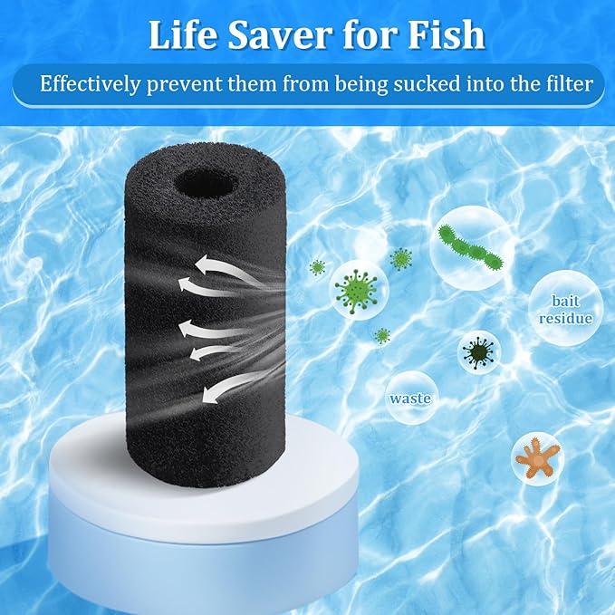 12 Pack 5.9'' Big Pre-Filter Sponge Foam Replacement Filtration Kit for Aquarium, 0.8" Intake Shrimp Fry Fish Tank Filter, Replacement Foam Cover-PawvioPets