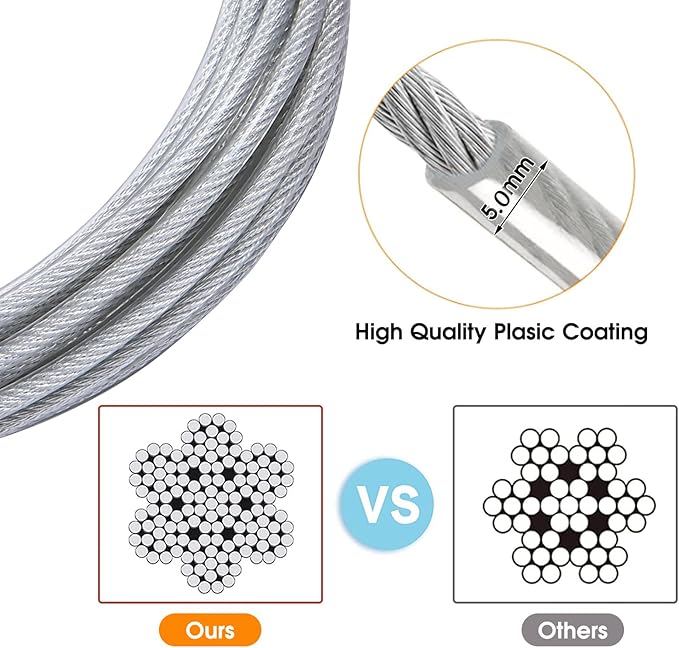 Dog Tie Out Cable for Dogs Outside Up to 125/250lbs,10/20/30/50FT Long Dog Leashes&Chains,Small-Large Dogs Runner Cable for Yard,Heavy Duty Lead Line for Outdoor,Camping,Yard(250lbs 20FT, Silver)-PawvioPets