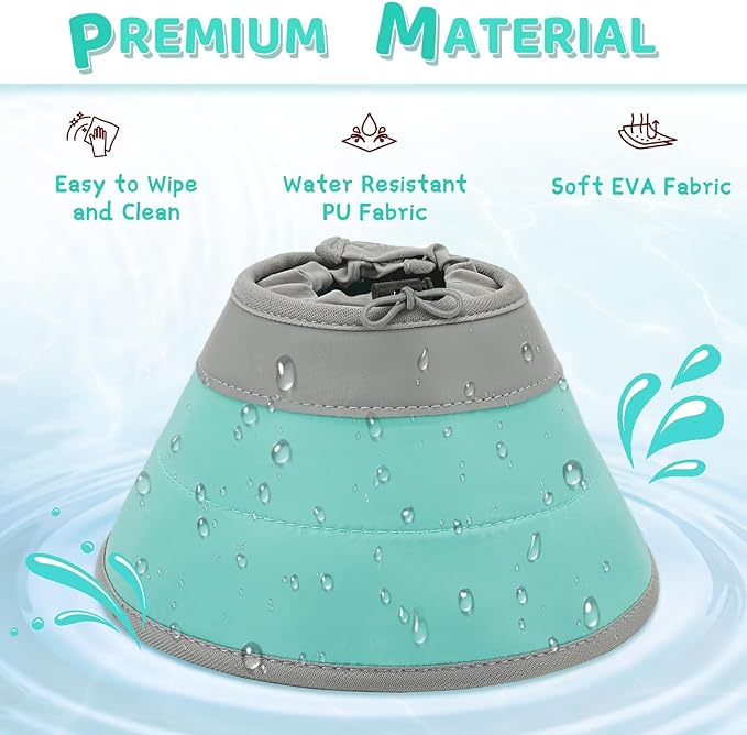 Cat Cone Collar Soft to Stop Licking, Adjustable, Foldable Lightweight Kitten Cones After Surgery Recovery for Cats & Kittens, Cat Cone Alternative (Solid Green, S)-PawvioPets