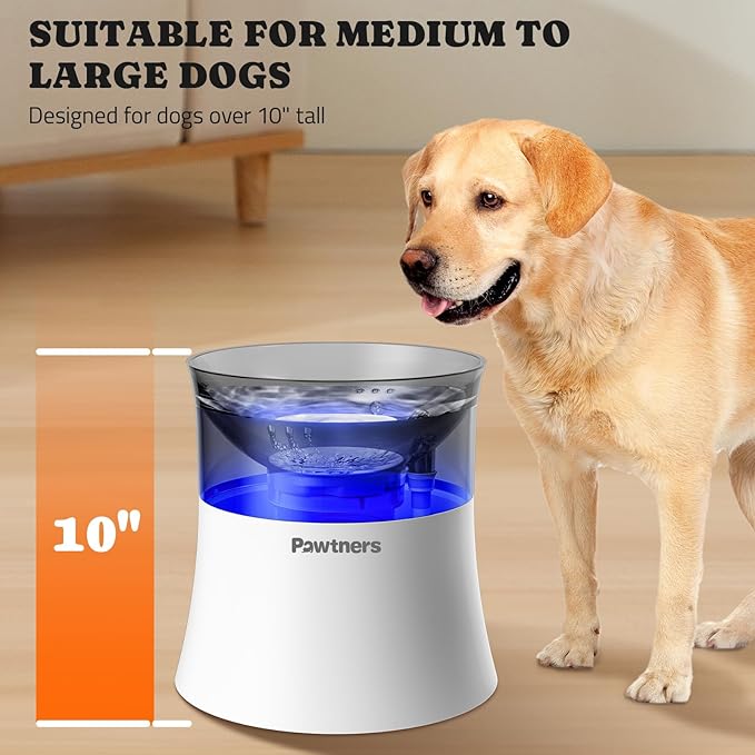 Dog Water Fountain with Vortex Filtration Design, 3.5L/123oz Elevated Dog Water Bowl for Large Medium Dogs & Cats, Automatic No Spill Water Dispenser with Deep Drinking Area and Ultra-Quiet Pump-PawvioPets