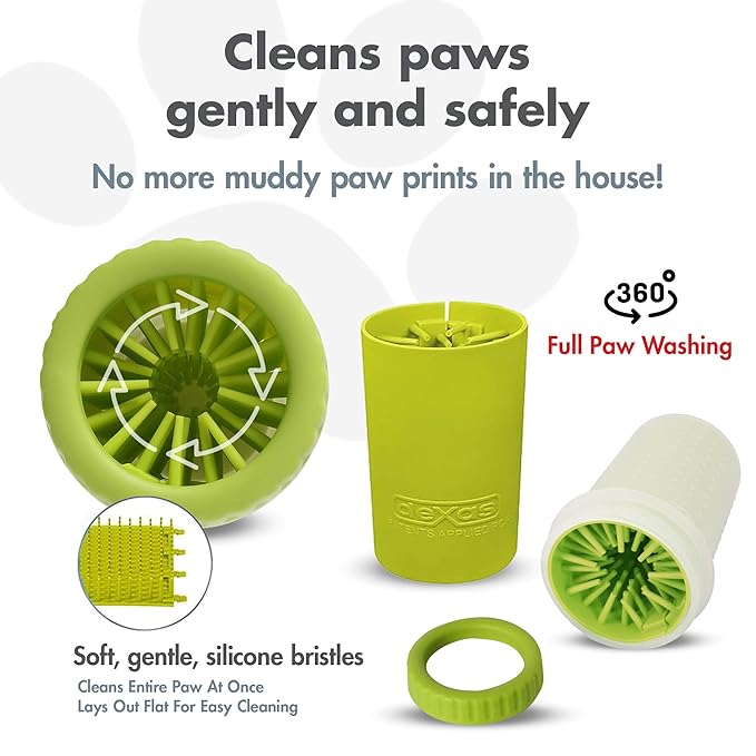 Dexas MudBuster Portable Dog Paw Cleaner, Medium, Green, PW710383-PawvioPets