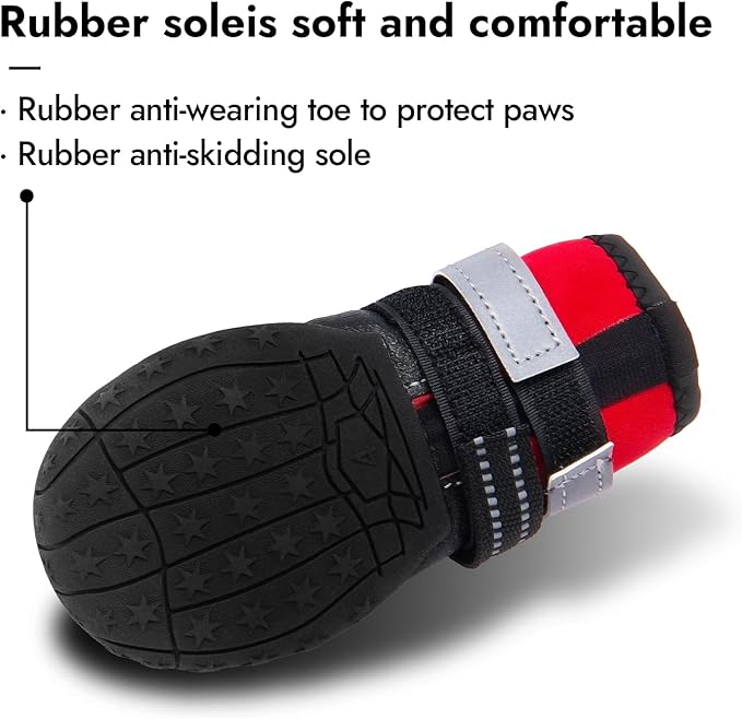 Dog Shoes for Large Dogs, Medium Dog Boots & Paw Protectors for Hardwood Floors, Outdoor Dog Booties for Hot Pavement Winter Snow Hiking, Waterproof Dog Shoes with Reflective (Red, 6# (L))-PawvioPets