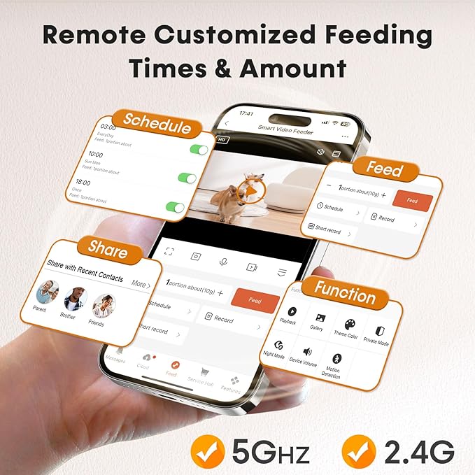 Automatic Dog Feeder with Camera WiFi: 33 Cups 5G App Control Easy Setup Cat Food Dispenser - HD 1080P Video Recording Timed Pet Feeder for Cat Dog Small-Pet-PawvioPets