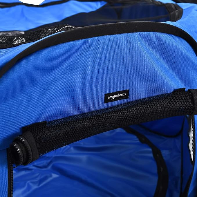 Amazon Basics Foldable Octagonal Indoor and Outdoor Portable Soft Dog Pen/Puppy Pen/Playpen, 114 cm / 45", Blue-PawvioPets