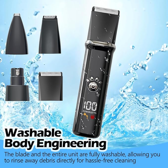 Dog Clippers Grooming Kit - Low Noise, Cordless Electric Trimmer with Nail Grinder for Dogs & Cats, 4 in 1 Rechargeable Clippers for Paws, Ears, Face and Matted Hair (Black)-PawvioPets