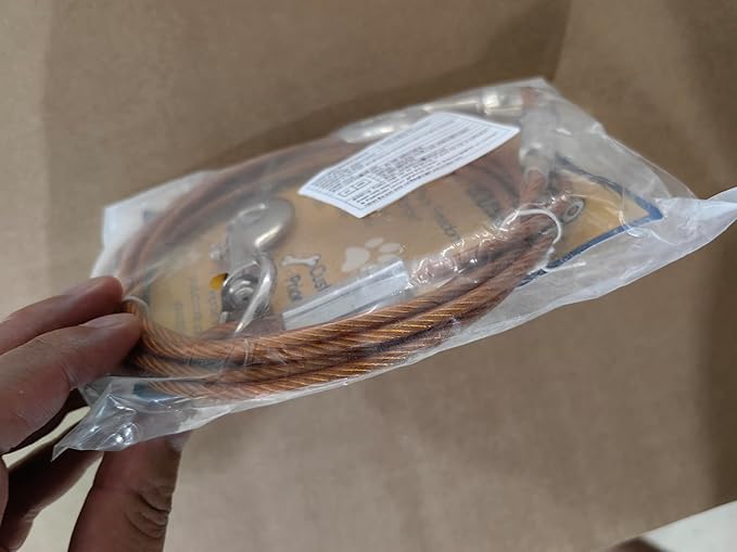 Dog Tie Out Cable,50ft Dog Lead-Heavy Duty Tie Out Cable for for Large Dogs Up to 125lbs-Dog Chain for Yard-Outside Dogs Runner Tether Line-PawvioPets