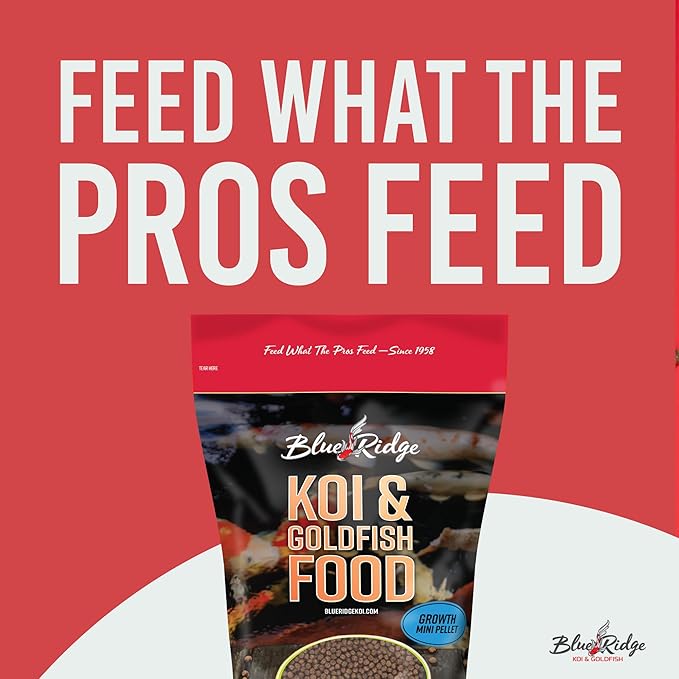 Blue Ridge Koi Fish Food 2lb - Koi Food Mini Growth Formula, Goldfish Food, Premium Fish Food for Ponds, Ponds Fish Food, Floating Pond Pellets-PawvioPets