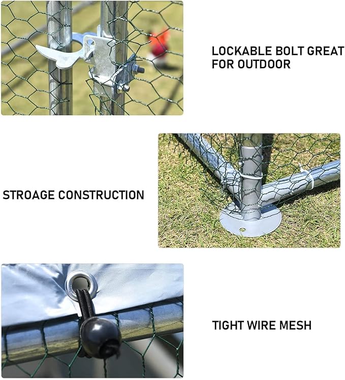 1.26’’ Large Metal Chicken Coop Walk in, Chicken Pen for Chickens, Outdoor Chicken Runs Coops Dog Kennel, Spire Roofed Chicken Runs for Yard with Anti-Ultraviolet Cover (9.8’Lx26.2’Wx6.4’H)-PawvioPets