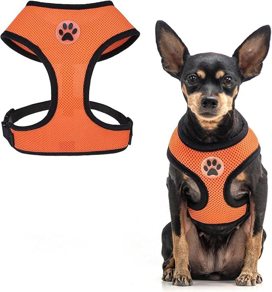 BINGPET No Pull Dog Harness,Soft Mesh Breathable All Weather Vest Harness,Safety Protection Design Durable Adjustable Step-in Easy Walk Dog Harness for Small Medium Large Dogs(Orange,XS)-PawvioPets