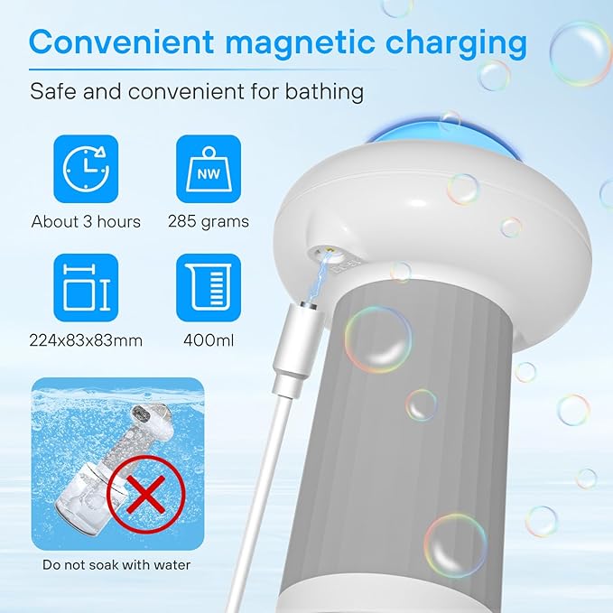 Dog Shampoo Dispenser, UFO Dog Shampoo Sprayer Electric Foaming Shampoo Dispenser for Dog and Cat Washing, for Bathtub, Kitchen Sink, Bathroom Cleaning, Grey-PawvioPets