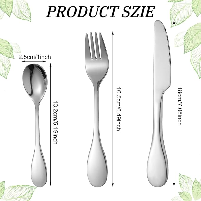 7 Pieces Bariatric Eating Portion Control Flatware Bariatric Management Silverware Serving Spoons Forks Knives Stainless Steel Weight Loss Utensils with Fabric Storage Bag-PawvioPets