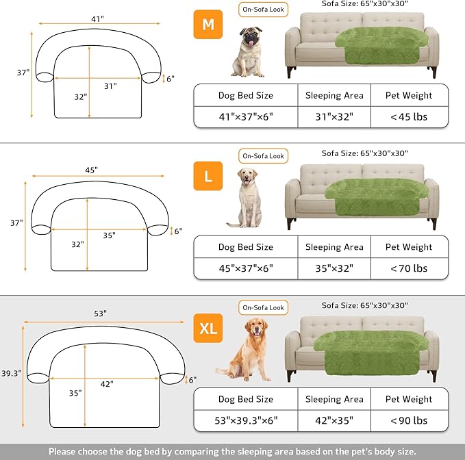 GGIB Calming Dog Bed Fluffy Plush Dog Mat for Furniture Protector with Removable Washable Cover for Large Medium Small Dogs and Cats (Extra Large (53x39.3x6), Grass Green)-PawvioPets