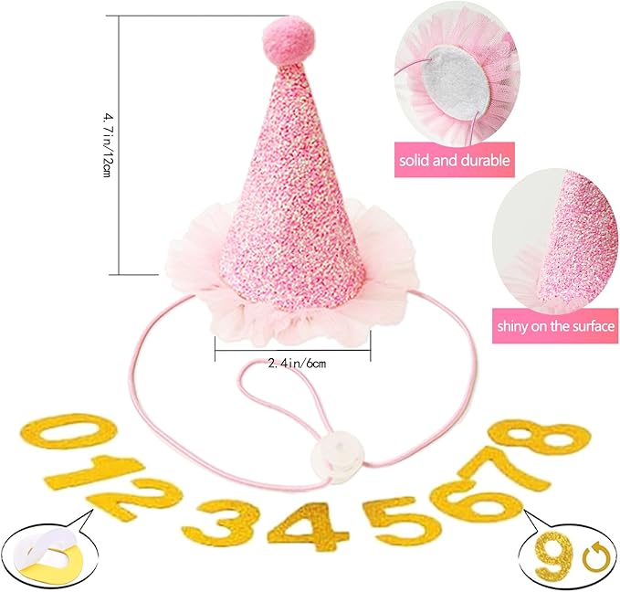 Dog Birthday Party Supplies Set,Birthday Bandana,Boy Girl Dog Birthday Hat with Numbers,Happy Birthday Banner for Golden Retriever French Bulldog Labrador Teddy Husky (Pink)-PawvioPets