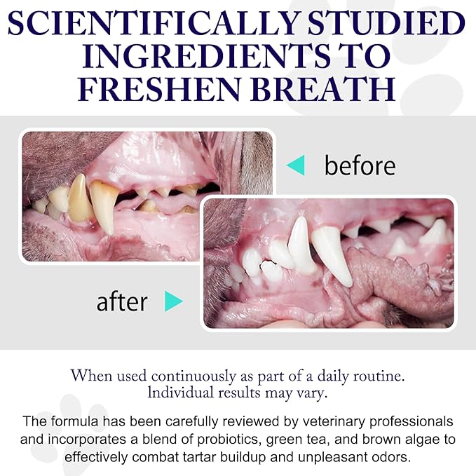 Dog Teeth Cleaning Powder - Dog Dental Powder - Targets Tartar & Reduces Plaque & Bad Breath - Teeth Cleaning Made Easy Eliminate - Formulated for Small, Medium, Large Dogs (2PCS)-PawvioPets