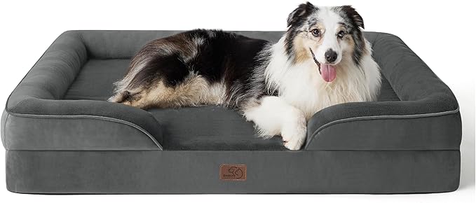 Bedsure Orthopedic Dog Bed for Extra Large Dogs - XL Washable Dog Sofa Bed Large, Supportive Foam Pet Couch Bed with Removable Washable Cover, Waterproof Lining and Nonskid Bottom, Dark Grey-PawvioPets