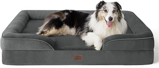 Bedsure Orthopedic Dog Bed for Extra Large Dogs - XL Washable Dog Sofa Bed Large, Supportive Foam Pet Couch Bed with Removable Washable Cover, Waterproof Lining and Nonskid Bottom, Dark Grey-PawvioPets
