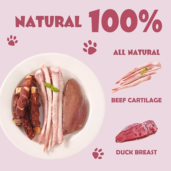 ASMPET Dog Treats, Duck Wrapped Beef Cartilage, Rawhide Free & Grain Free Dog Snacks-PawvioPets