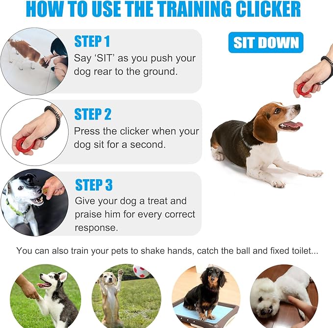 Dog Clicker for Training, 2 Pack Dog Training Clicker, Clicker Dog Training with Wrist Strap, Pet Training Clicker, Perfect for Dog Cat Puppies Behavioral Training (Red and Yellow)-PawvioPets