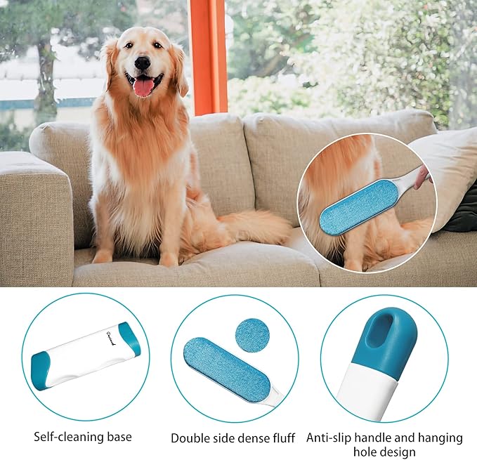 2 Pack Furniture Lint Remover Brushes, Double Sided Self Cleaning Loose Hair Catcher for Pet, Hair Cleaner for Clothes, Sofa, Carpet-PawvioPets