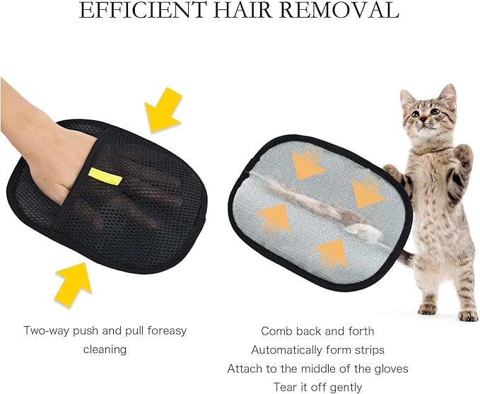 5pc Pet Hair Removal Gloves, Reusable Cats & Dogs Pet Hair Removal Tool,Efficient Pet Hair Removal Electrostatic Gloves is Suitable for Clothes, Sofas, Beds and Carpets-PawvioPets