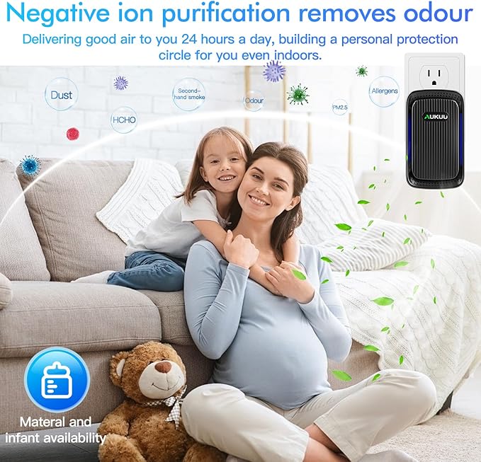 Air Ionizers (4 Pack）- Plug In Negative Ion Air Purifiers - Quiet Air Freshener for Home, Bedroom, Office, Basement - Portable Air Purifier Odor, Smoke, Dust, Pet Smell - Mini Air Cleaner Black-PawvioPets