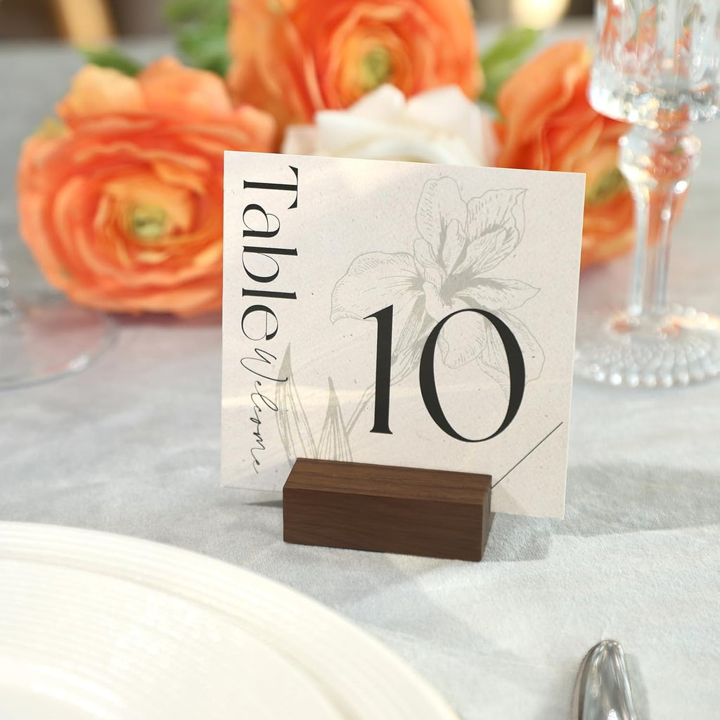 UNIQOOO 12 Pack 2" Rustic Walnut Wood Stands for Cardstock, Wedding Table Numbers Holders, Photo Holder, Photo Display Stand for Event Decor, Retail Shop, Cafe Restaurant Menu, Business Card, Name Tag