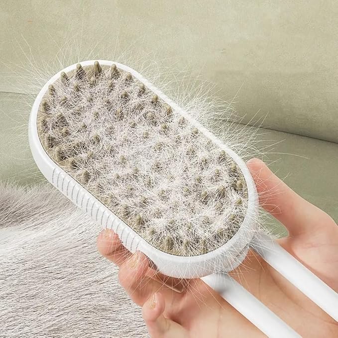 Generic Cat Steam Brush,Rechargeable with Handle,Self-Cleaning Grooming Tool,for Cats and Dogs,4 In1 Cat Steamy Brush, Multifunctional Hair Comb for Removing Tangled and Loose Hair (white)-PawvioPets