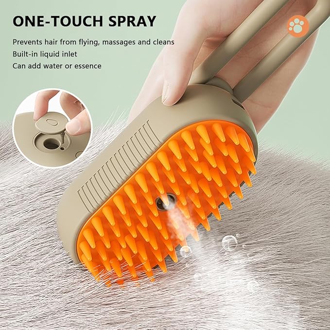 3 in 1 Cat Steam Brush, Pet Steam Cats Brushes Rechargeable Anti-Static Grooming Brushe, Vibration Massage Cleaning Shedding & Combing Multifunctional Hair Removal Comb for Cats Dog (White)-PawvioPets