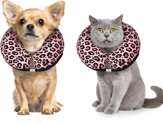 CuteBone Inflatable Soft Dog Cone with Removable Fleece Covers for Small/Medium/Large Dogs and Cats After Surgery GWB10S-PawvioPets