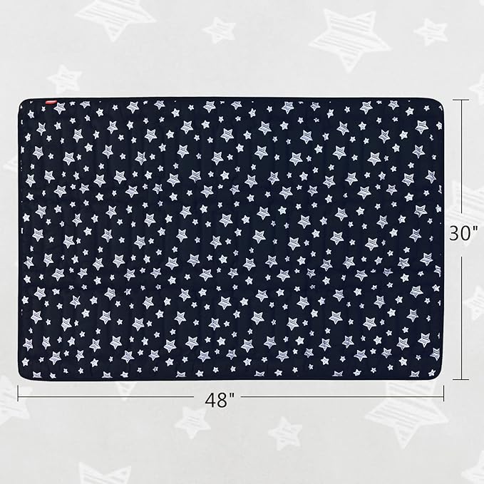 Dog Crate Mat (48" X 30"), Soft Dog Bed Mat with Cute Prints, Personalized Crate Pad, Anti-Slip Bottom, Machine Washable Kennel Pad, Black-PawvioPets