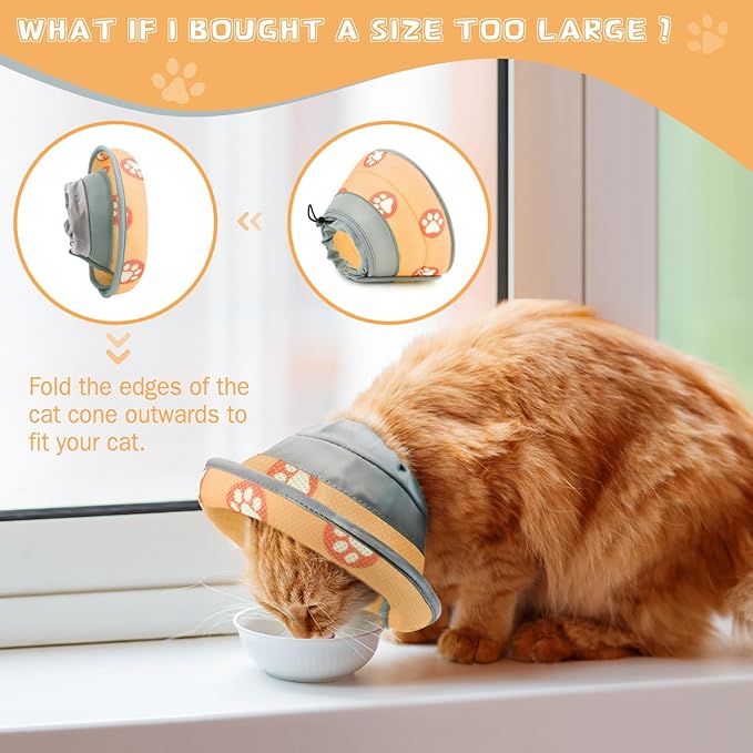 Cat Cone Collar Soft to Stop Licking After Surgery Cat Recovery Collar for Small Large Cats Adjustable Elizabethan Collar-PawvioPets